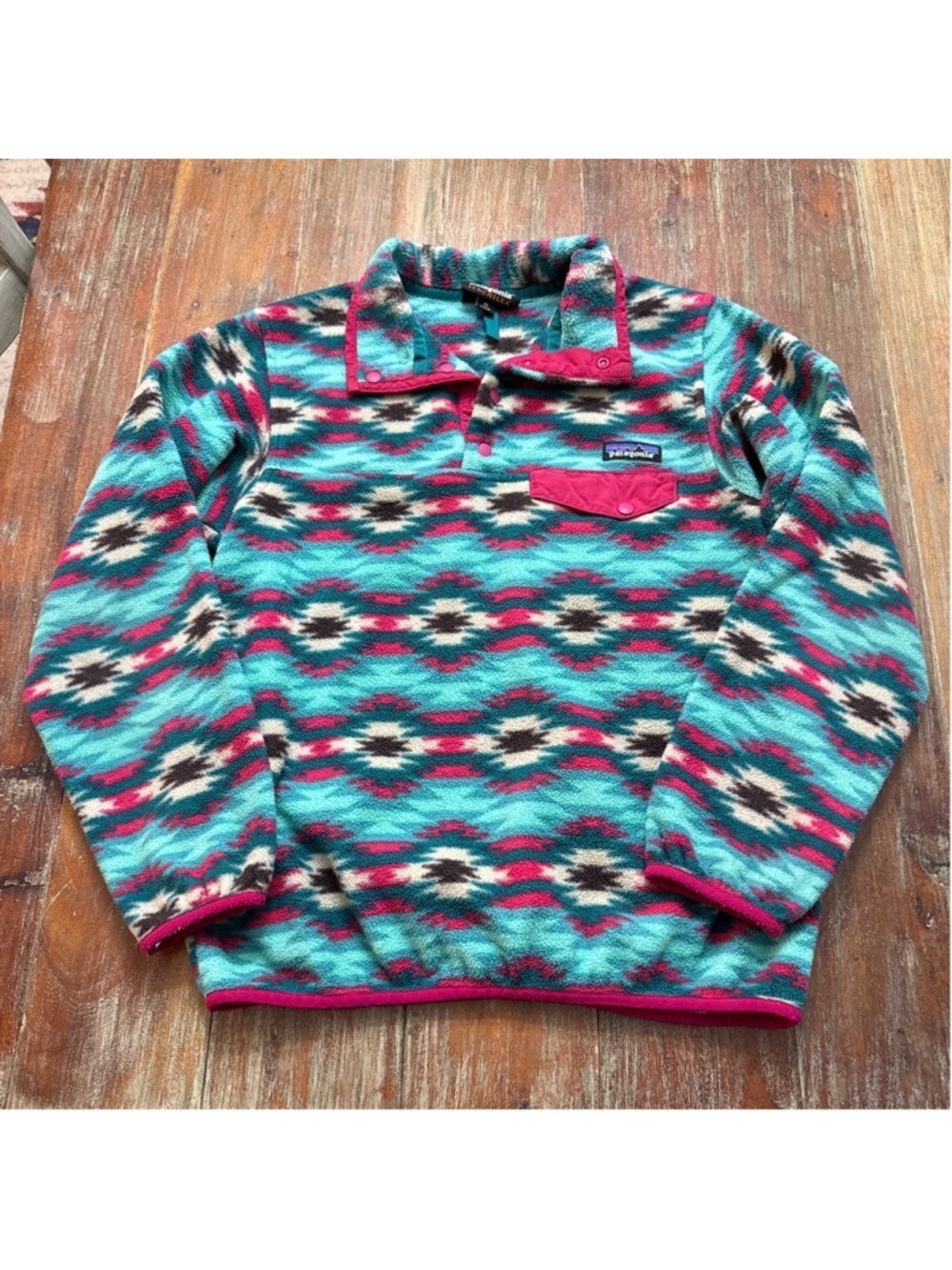 Patagonia Synchilla Fleece Pullover Wild Desert Beryl Green Aztec XS